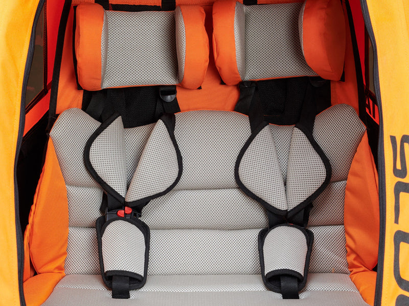 taXXi Pro for two Fahrradanhänger / Buggy für Kinder, Zweisitzer, orange